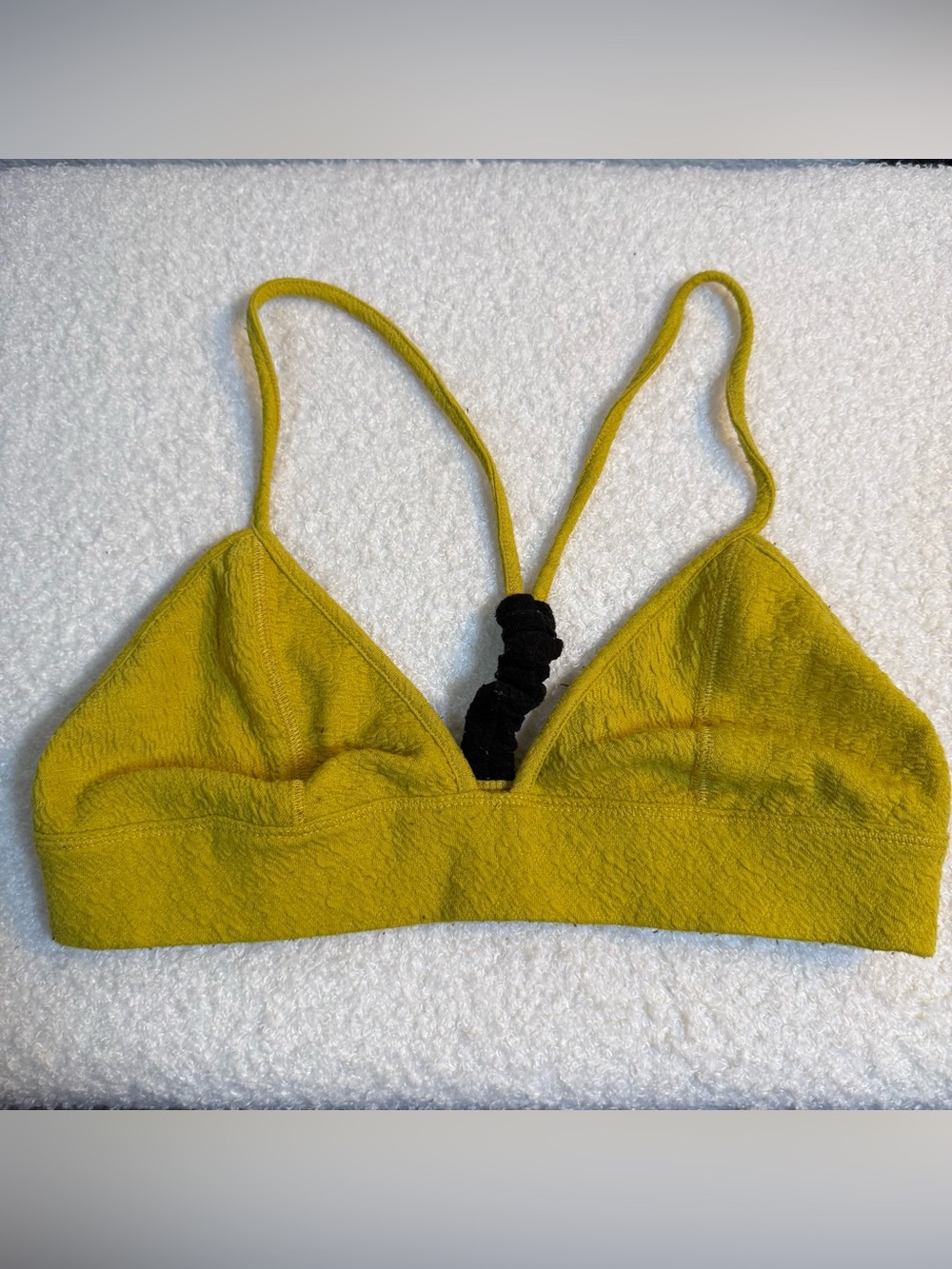 Free People Mustard Yellow Triangle Bralette with Black Knot Detail XS